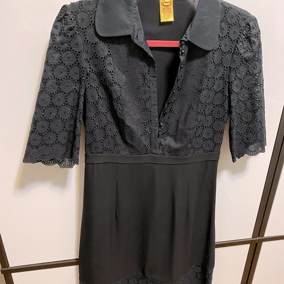 Gorgeous & Sexy Catherine Malandrino Black Eyelet Mid-Sleeved Dress - Picture 3 of 15